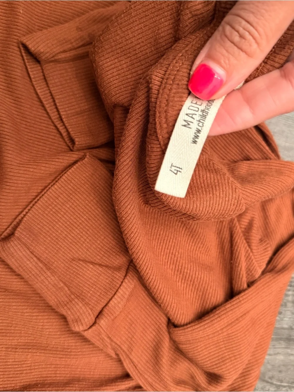 Kids Thermal Pajama Set in Cognac- Cozy Long Sleeve Top & Pants